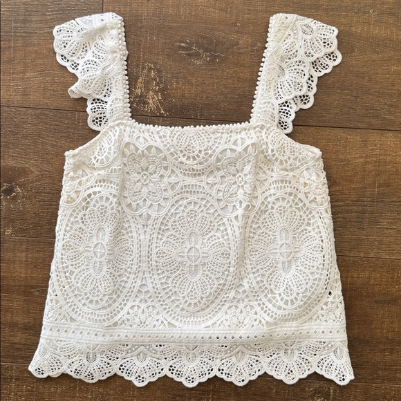 Sezane Edith Blouse 34 Ecru XS eyelet cami tank - Picture 4 of 10